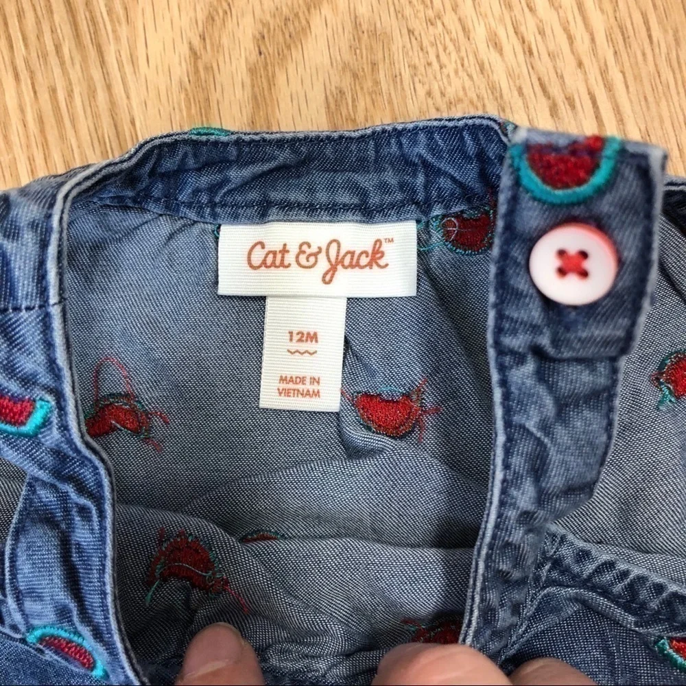 Cat & Jack Denim Watermelon Dress 12 month